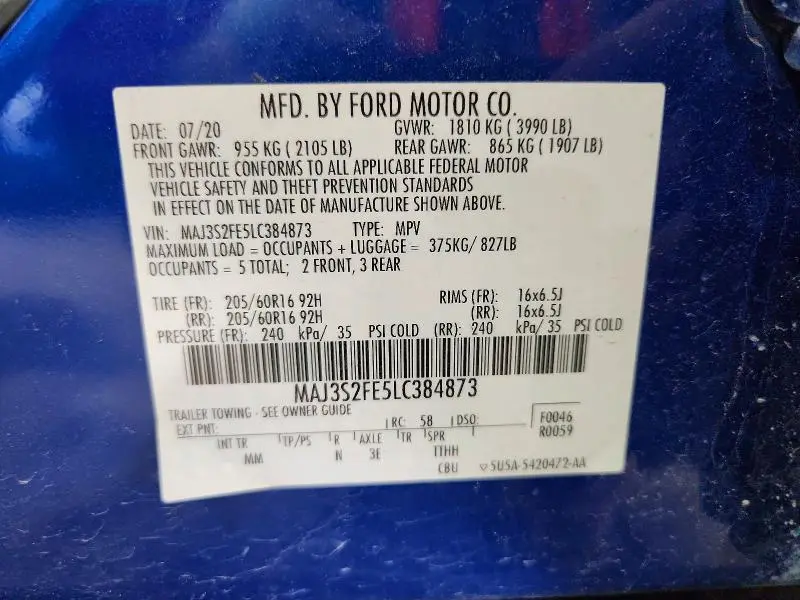 2020 FORD ECOSPORT   