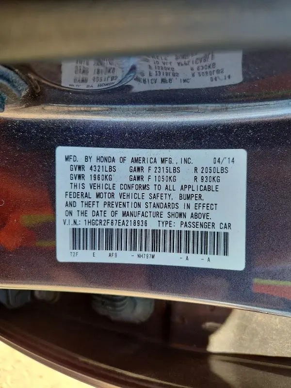 2014 HONDA ACCORD EXL  