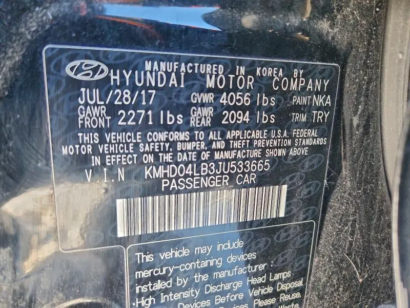 2018 HYUNDAI ELANTRA SPORT  