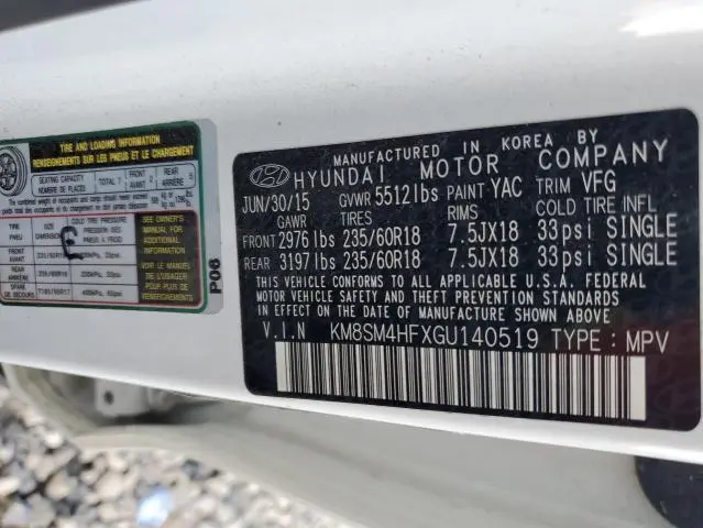 2016 HYUNDAI SANTA FE SE  