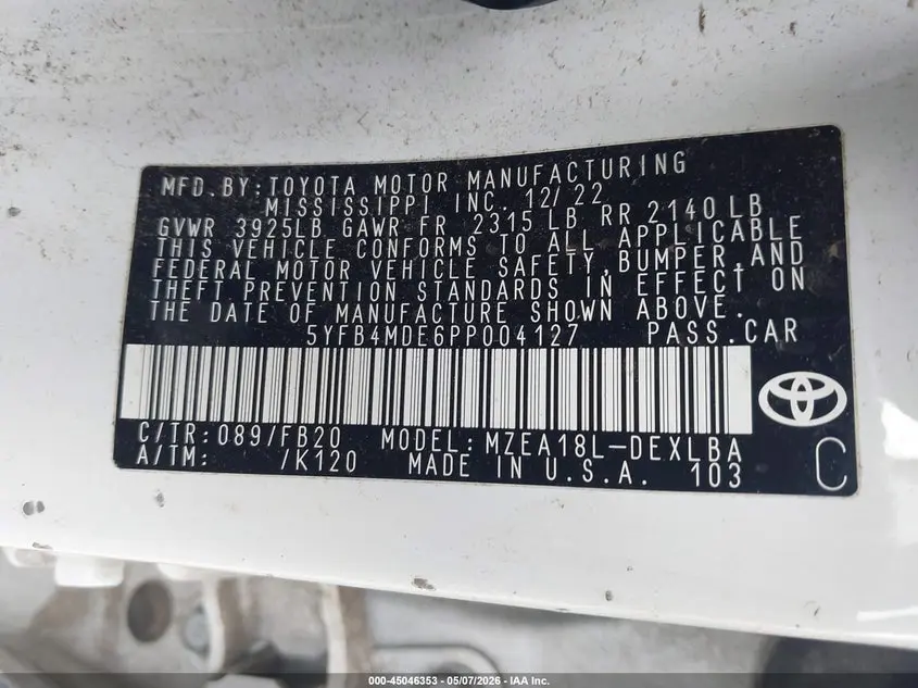 2023 TOYOTA COROLLA LE