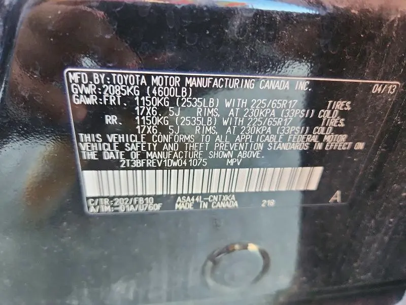 2013 TOYOTA RAV4 LE  