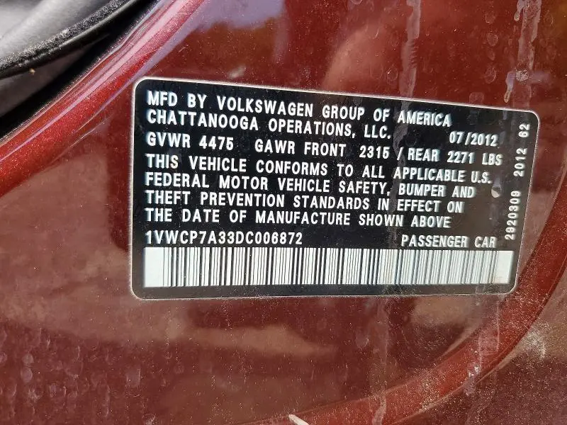 2013 VOLKSWAGEN PASSAT SEL  