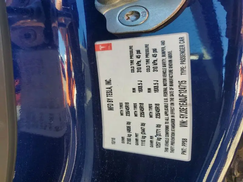 2018 TESLA MODEL 3   
