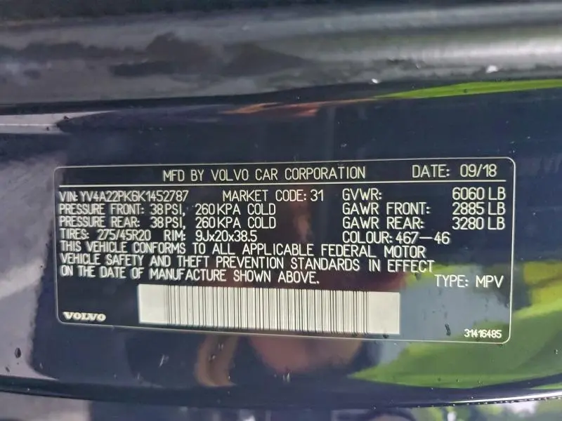 2019 VOLVO XC90 T6 MOMENTUM  