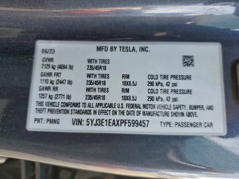2023 TESLA MODEL 3   