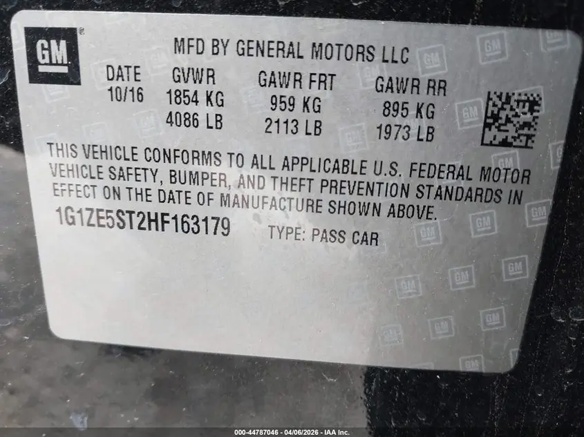 2017 CHEVROLET MALIBU 1LT