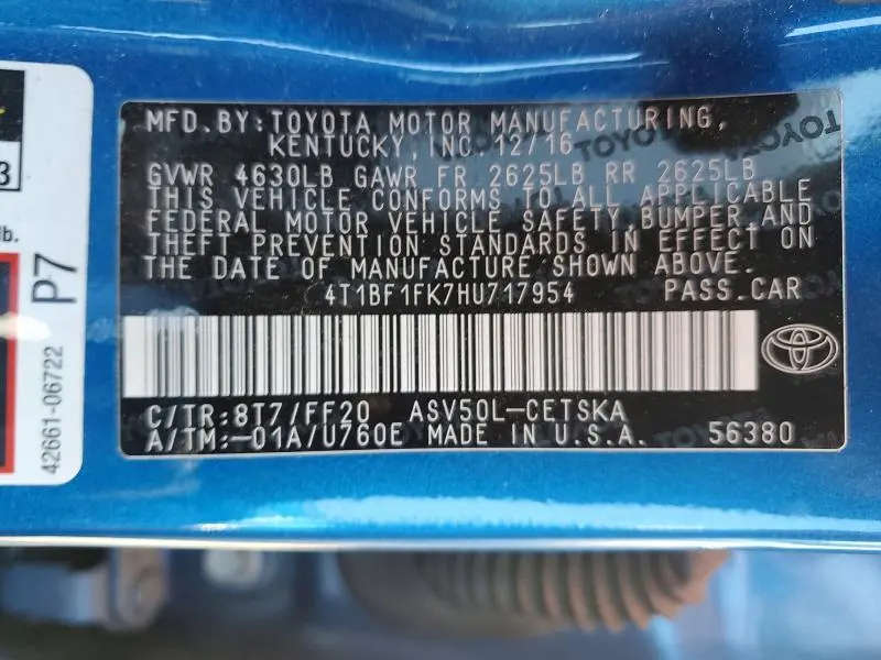 2017 TOYOTA CAMRY SE  