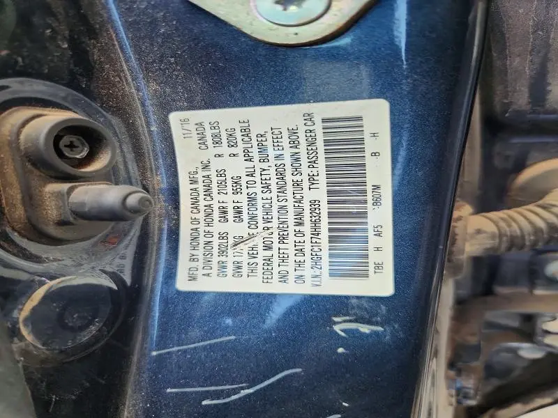 2017 HONDA CIVIC EXL  