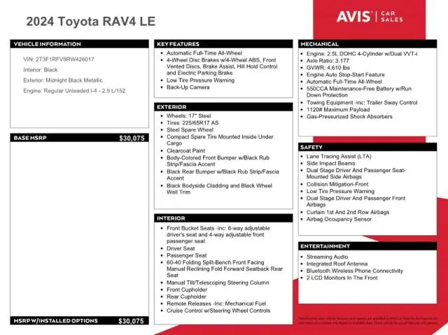 2024 TOYOTA RAV4 LE