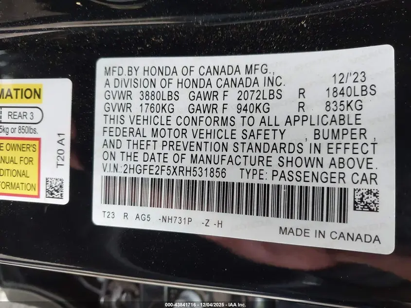 2024 HONDA CIVIC SPORT