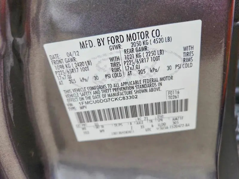 2012 FORD ESCAPE XLT  