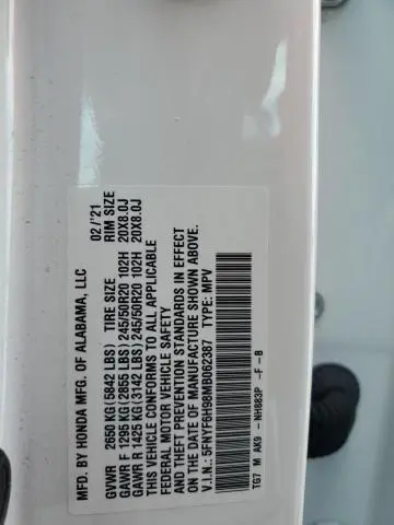 2021 HONDA PILOT TOURING  