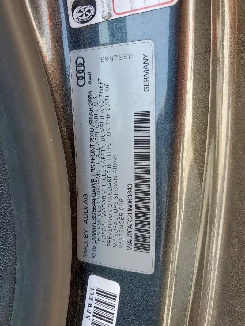 2017 AUDI S7 PRESTIGE  