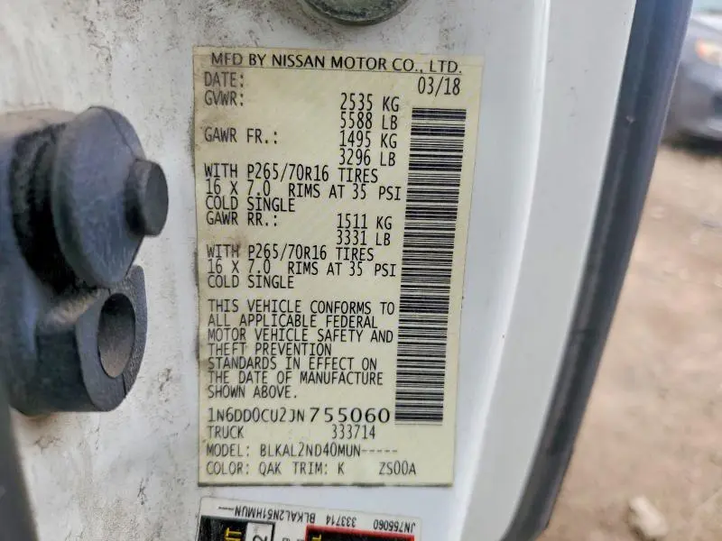 2018 NISSAN FRONTIER SV V6  