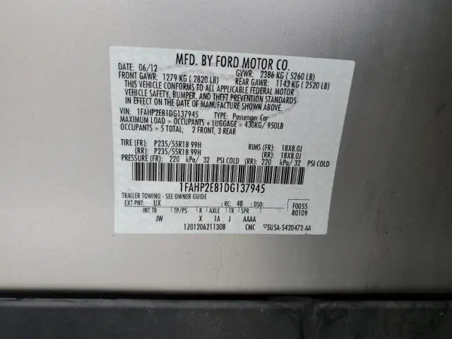 2013 FORD TAURUS SEL  