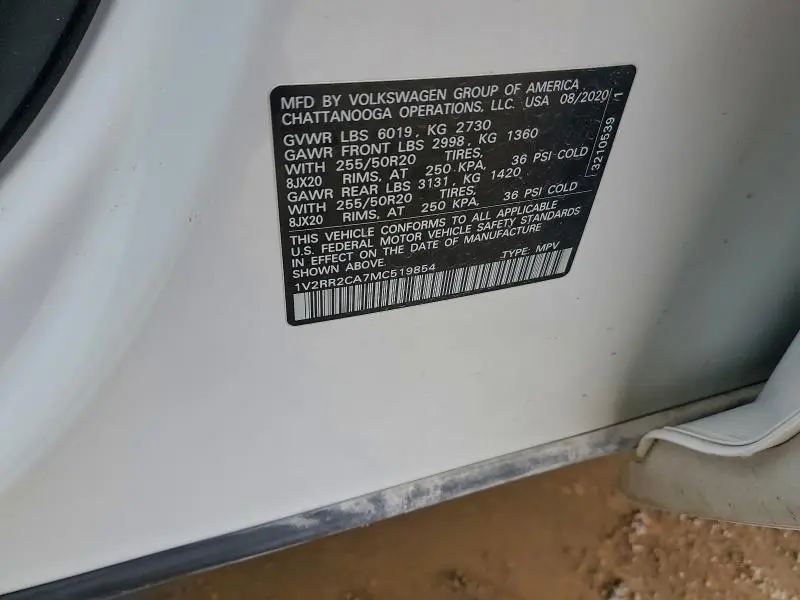 2021 VOLKSWAGEN ATLAS SE  