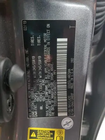 2019 TOYOTA HIGHLANDER LIMITED  