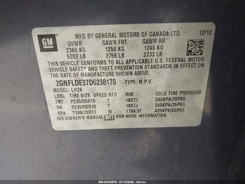 2013 CHEVROLET EQUINOX 1LT