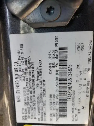 2016 FORD FUSION SE  