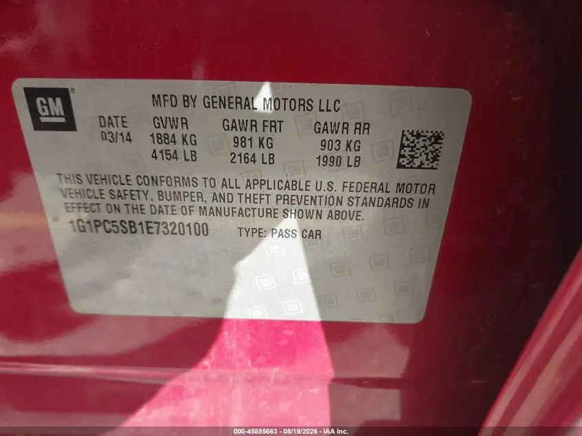 2014 CHEVROLET CRUZE 1LT AUTO