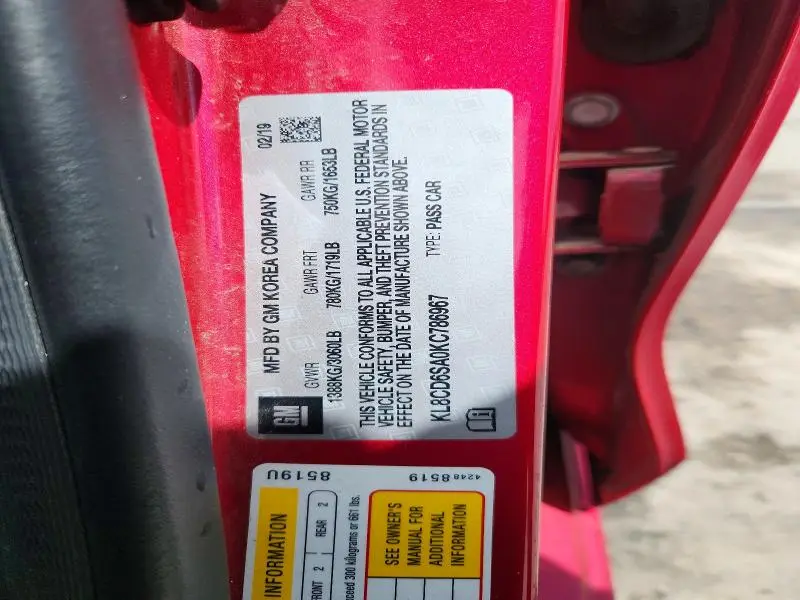 2019 CHEVROLET SPARK 1LT  