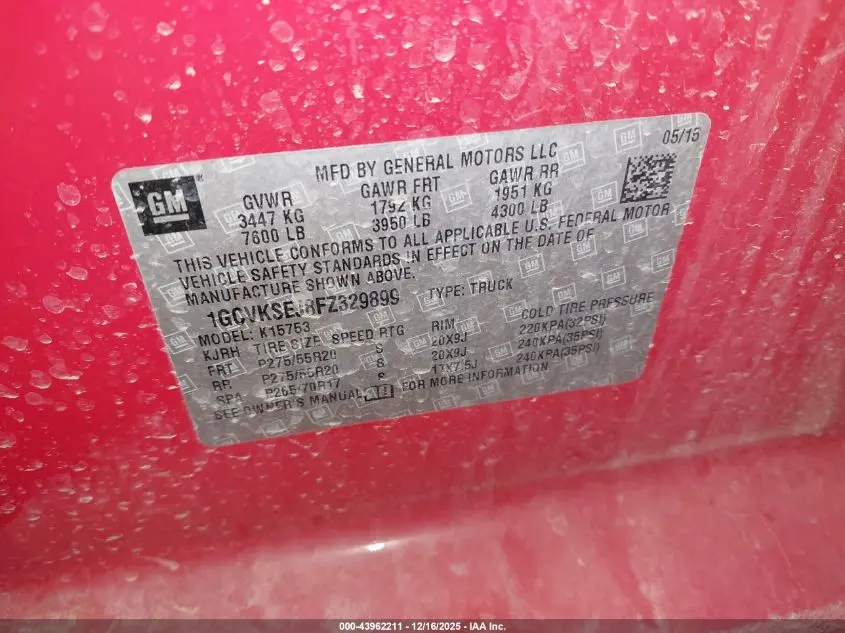 2015 CHEVROLET SILVERADO 1500 1LZ