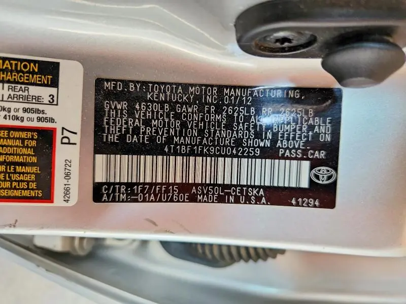 2012 TOYOTA CAMRY SE  