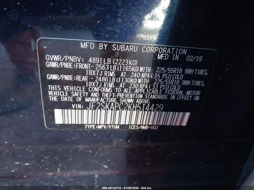 2019 SUBARU FORESTER SPORT