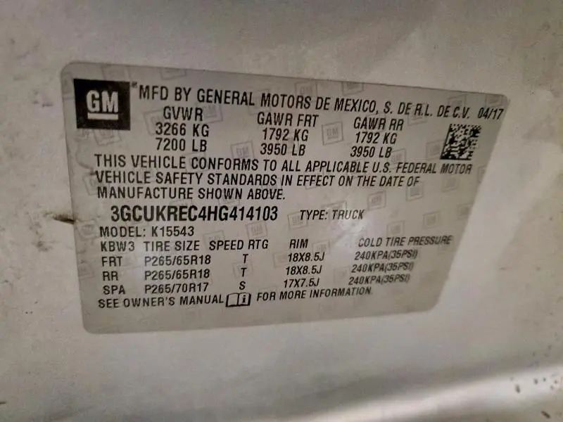 2017 CHEVROLET SILVERADO K1500 LT  