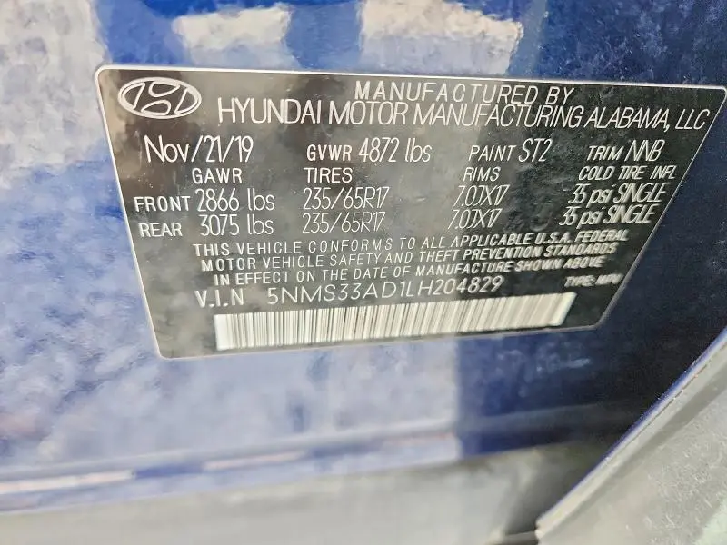 2020 HYUNDAI SANTA FE SEL  