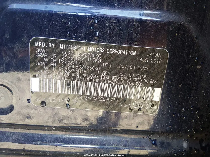 2019 MITSUBISHI OUTLANDER GT