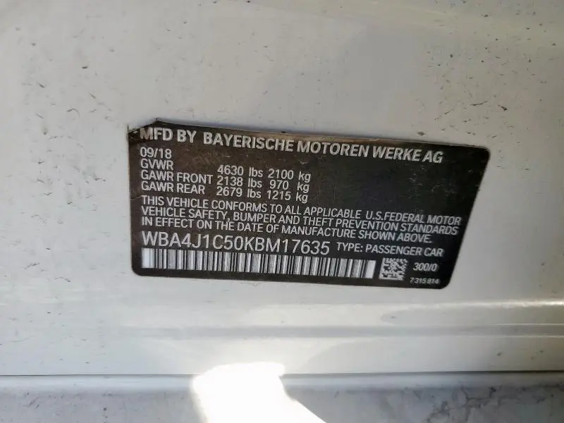 2019 BMW 430I GRAN COUPE  