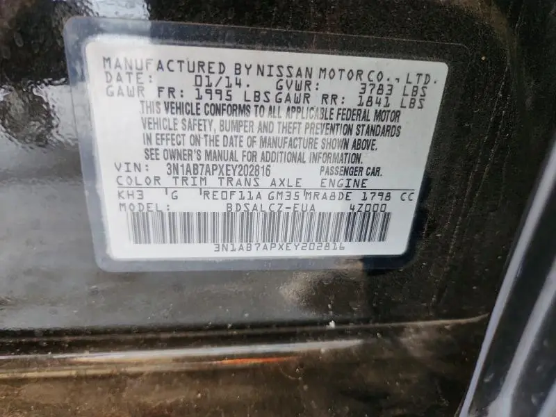 2014 NISSAN SENTRA S  