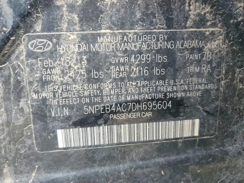 2013 HYUNDAI SONATA GLS  