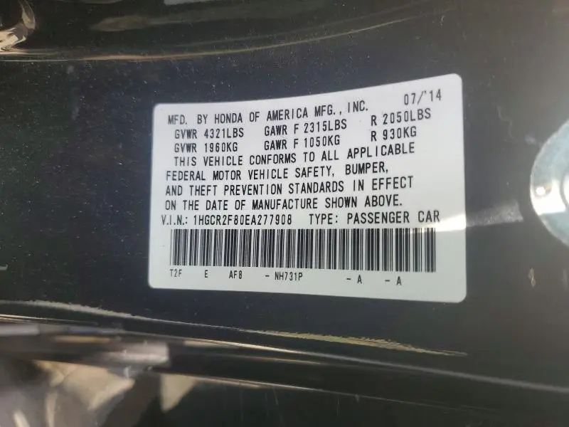 2014 HONDA ACCORD EXL  