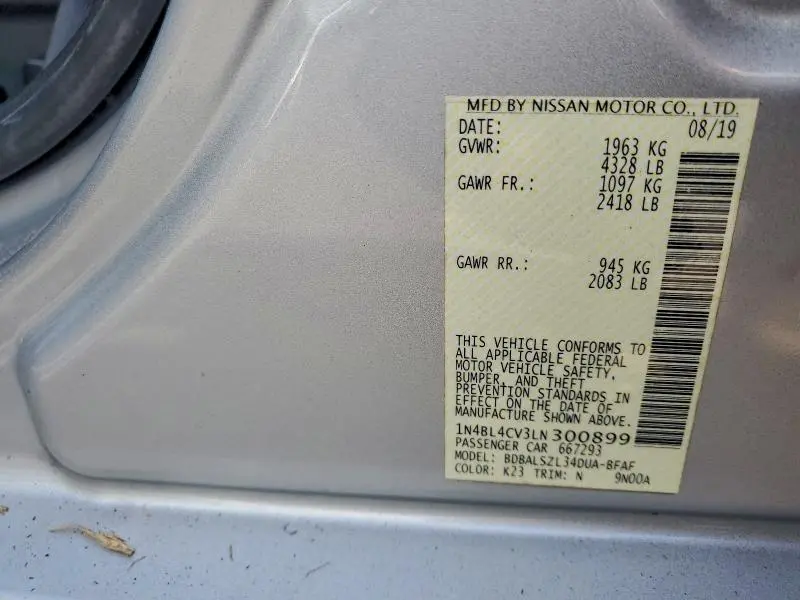 2020 NISSAN ALTIMA SR  