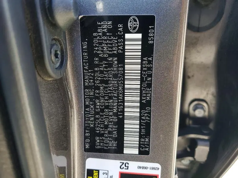 2021 TOYOTA CAMRY SE  