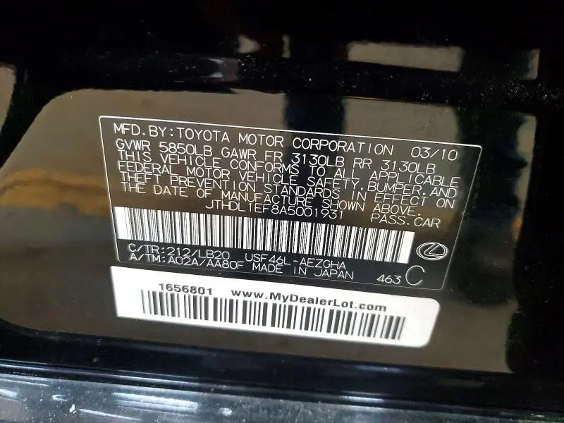 2010 LEXUS LS 460 L  
