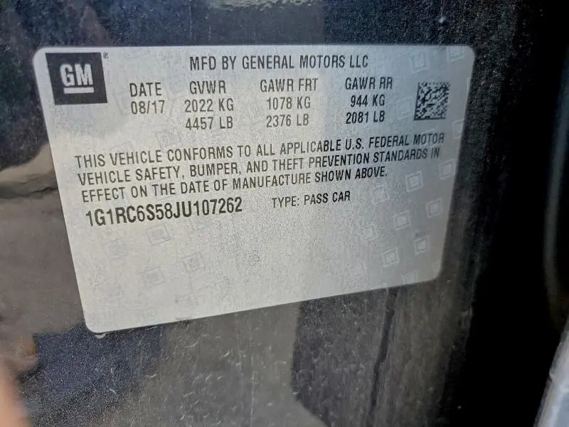 2018 CHEVROLET VOLT LT  