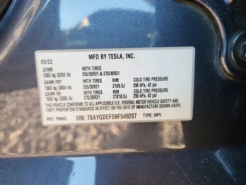 2022 TESLA MODEL Y   