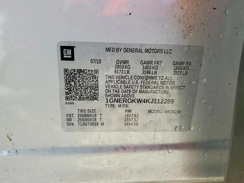 2019 CHEVROLET TRAVERSE LT  