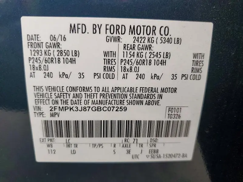 2016 FORD EDGE SEL  