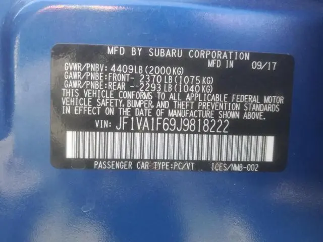 2018 SUBARU WRX LIMITED  