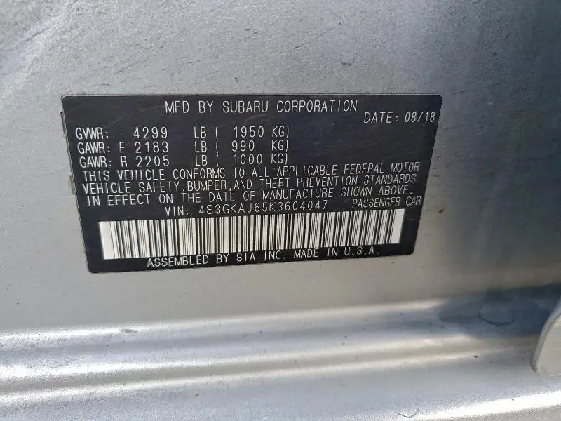 2019 SUBARU IMPREZA SPORT  