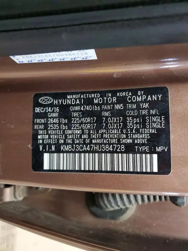 2017 HYUNDAI TUCSON SE  