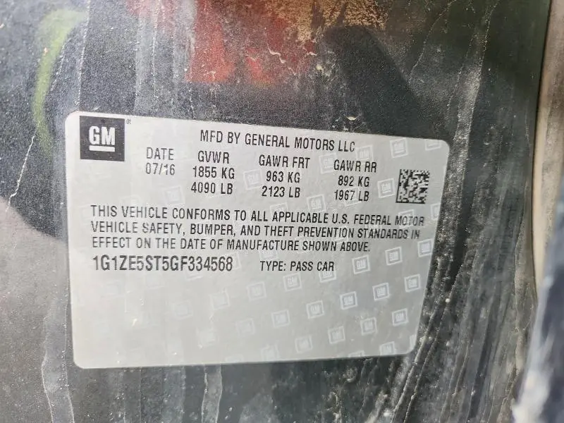 2016 CHEVROLET MALIBU LT  