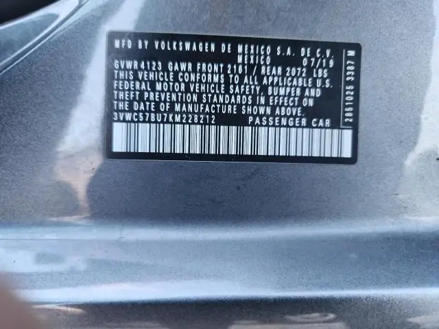 2019 VOLKSWAGEN JETTA S  