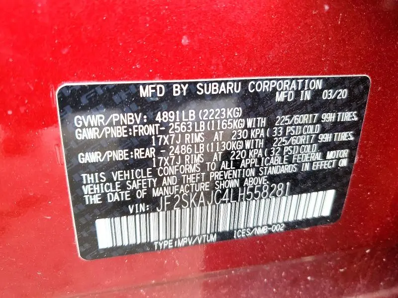 2020 SUBARU FORESTER PREMIUM  