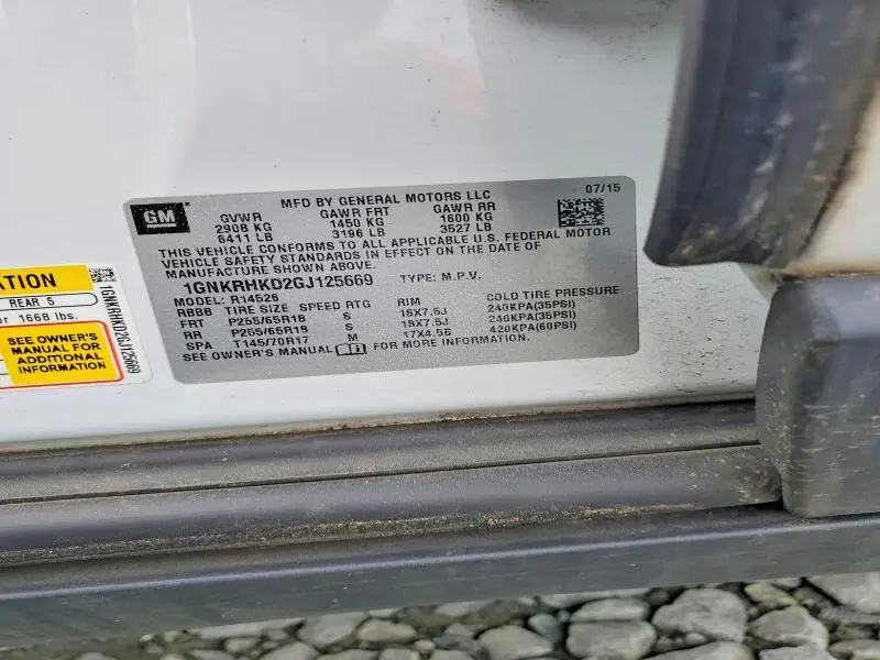 2016 CHEVROLET TRAVERSE LT  